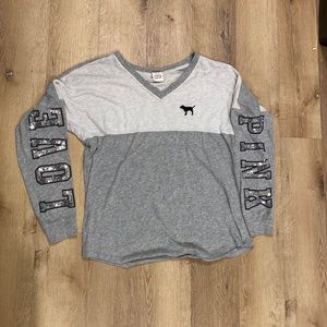 PINK long sleeve sequin tee